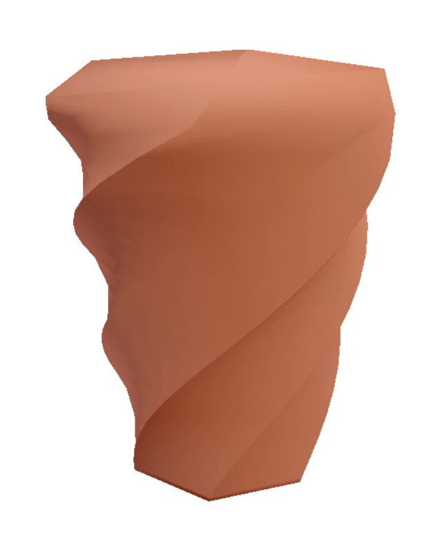A six-sided vessel turning from foot to rim